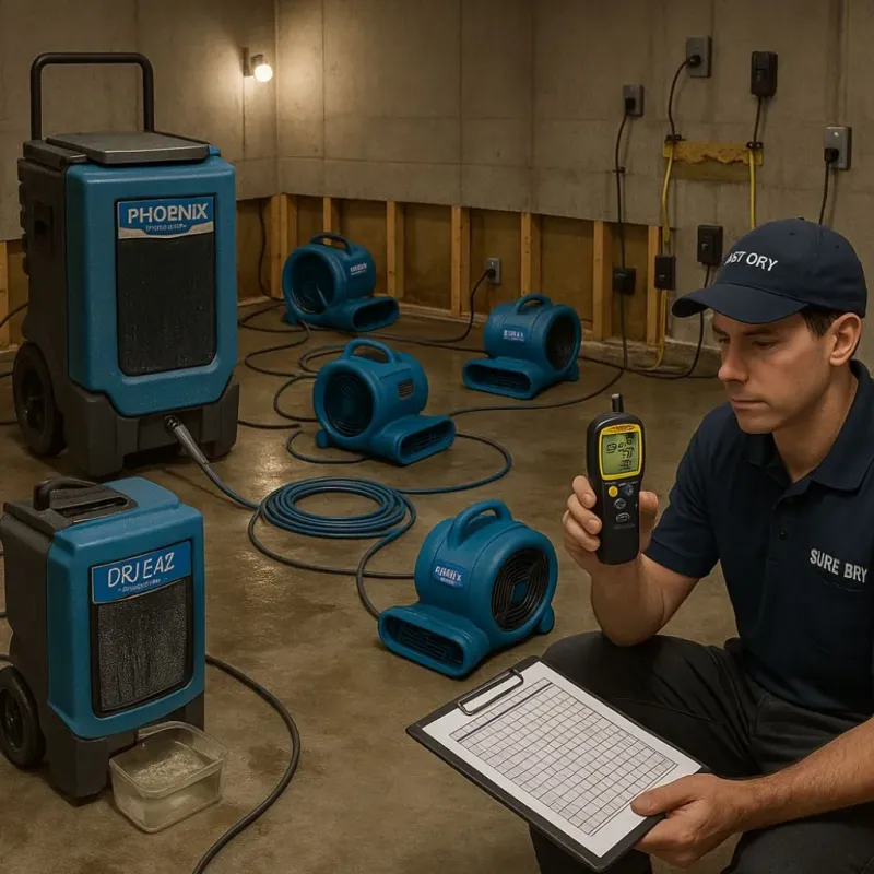 Structural Drying and Dehumidification process in Caswell County, NC